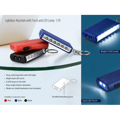 Keychain with torch and 6 LED lamp - J59