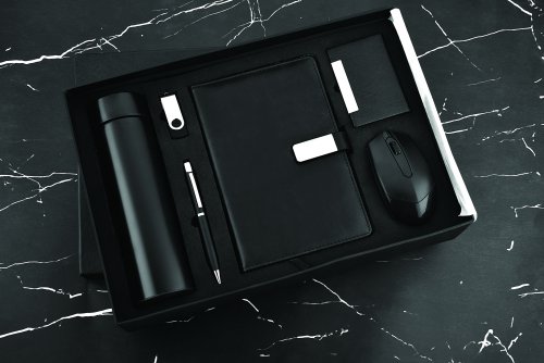 6 in 1 Wireless mouse, Card holder, Mouse, 16 gb pen drive, Temperature bottle set SR-181