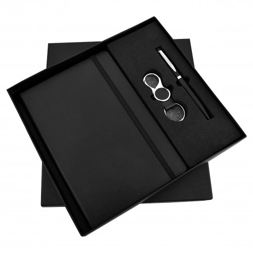 Black Elastic 3 in 1 Diary Pen and Keychain set SR-158