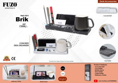 Fuzo Brik Concrete Desk Organizer-TGZ-1071