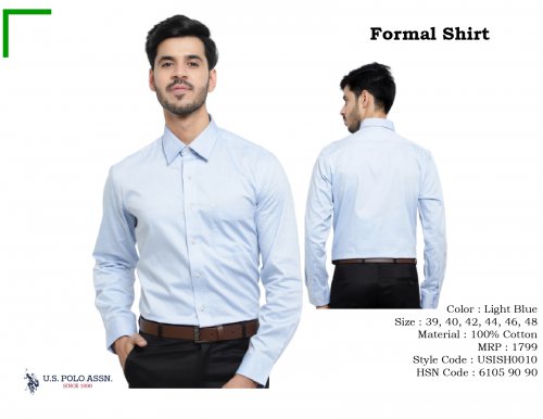 U S Polo Assn formal shirt Light Blue USISH0010