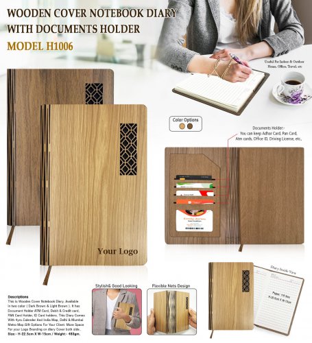 Wooden Cover Notebook Diary H-1006