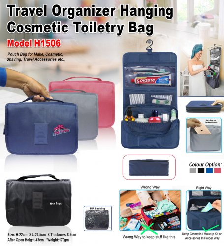 Travel organizer hanging cosmetic toiletry bag H-1506