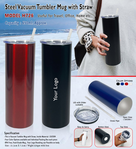 Vacuum Mug With Straw H-726