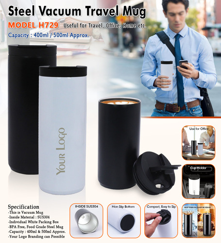 Steel Vacuum Travel Mug 400 ml H-729